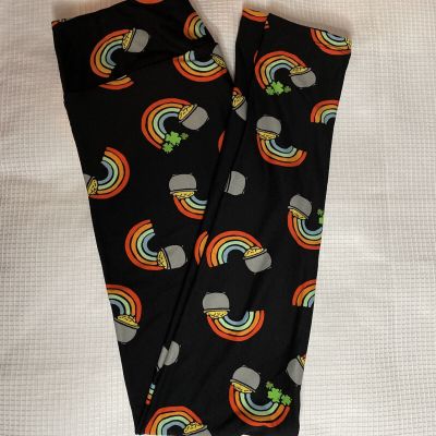 New Woman’s LuLaRoe Rainbow Pot of Gold Green Shamrock Pattern Leggings OS