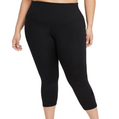 Nike Womens One Plus Size Cropped Leggings Size:3X Color:Black/White