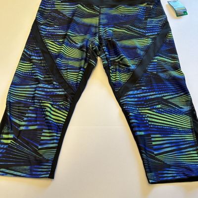 Danskin Now Leggings Capri Back Leg Sheer Colorful Women's XL Size 16