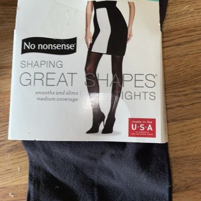 1 No nonsense Women's BLACK Opaque Shaping Tights Size X-Large