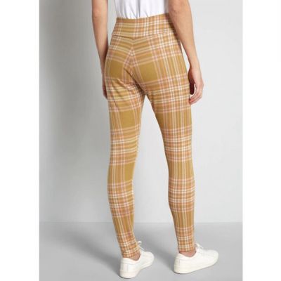 ModCloth Studying Chic Plaid High Rise Leggings Pants Size XL