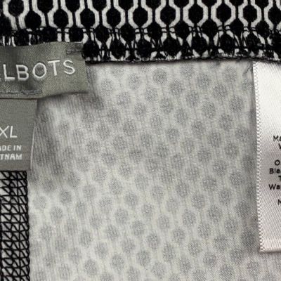 T By Talbots Womens Leggings High Waist Ankle Zip Geometric Black White Size XL