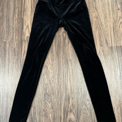 Spanx Women's Color Black Velvet Leggings High Rise Size M