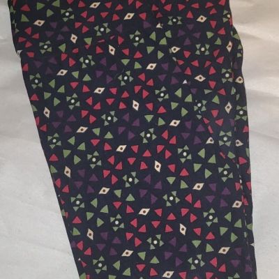 Lularoe Size OS  Leggings Black With Red Green Yellow Geometric Pattern