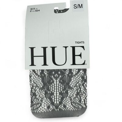 HUE Floral Lace Net Tights Womens Small Medium Steel Gray 1 Pair NEW