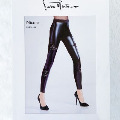 Pierre Mantoux | Made in Italy | Faux Leather Lace Modern Leggings Stretch Black