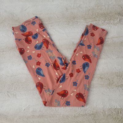 Lularoe Leggings OS New Pink With Birds One Size