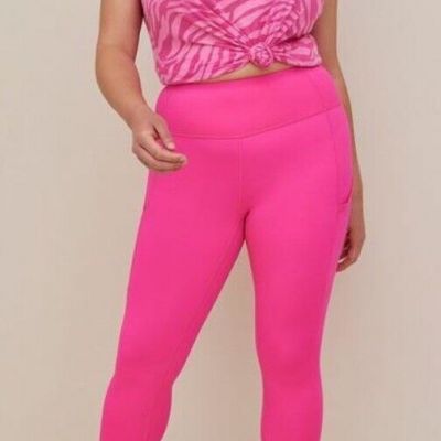 New Torrid Active Performance High Rise Pink Lite Capri Leggings Plus Size 4