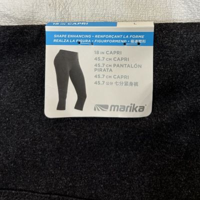 Marika Womens Carrie Tummy Control Capri Leggings Heather Black Size L New NWT