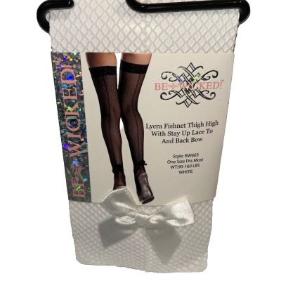 Be Wicked Women’s Spandex Fence net With Lace Top Thigh Hi’s OS Style BW617W