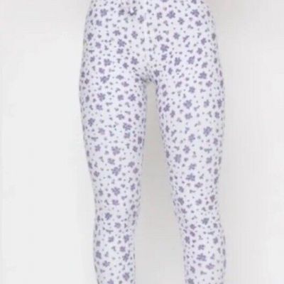 White Fox “Go With The Flow” purple ditsy flower leggings Size Medium