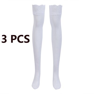 3 PCS Women' s Thigh Highs Border Knee Stocking Sheer Lace See Through Socks