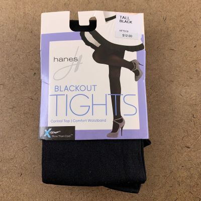 Hanes Women's Size Tall (145-190 lbs) Control Top Blackout Tights 1 Pair NWT