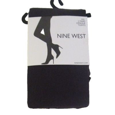 NWT Nine West Womens Opaque Tights 2-Pairs M/L Black MSRP$22