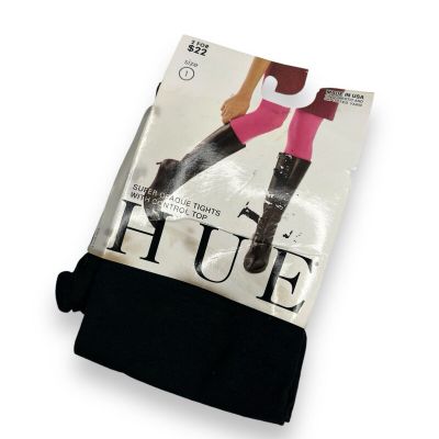 Hue Womens Super Opaque Control Top Tights Size 1 Black U6620 NEW