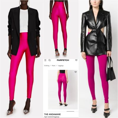 The Andamane Holly Leggings Small - Hot Pink 80s High Rise Shiny Nylon Legging