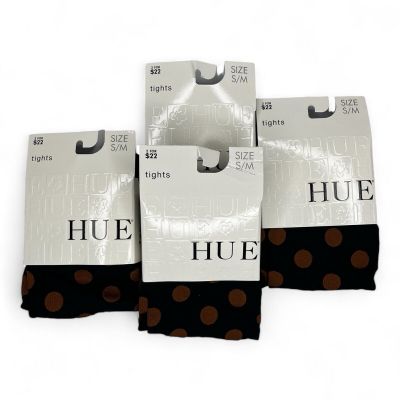 HUE Control Top Tights Womens Size S/M Black Brown Polka Dot Cinnamon 4 Pair New