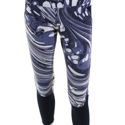 Adidas by Stella McCartney WOmens Mesh Panel Abstract Print Leggings Blue Size S