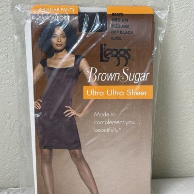 Leggs Brown Sugar M Ultra Ultra Sheer Pantyhose Medium Off Black Sandalfoot