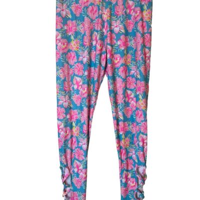 Simply Southern Leggings Women Size Fits L-XL-XXL Hawaiian Floral Elastic Waist