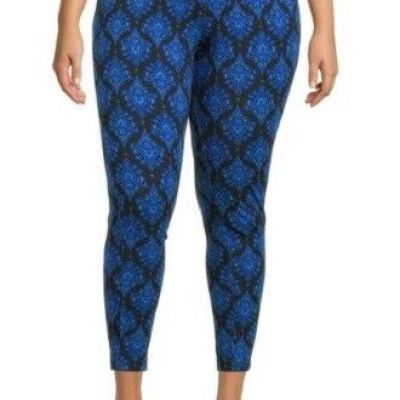 Terra & Sky  NEW?Woman's PLUS Ankle legging's size 1X~blue/black ornamental