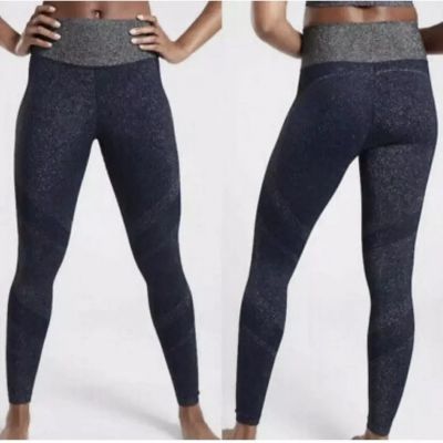 Athleta Twilight High Waist Active Leggings Navy Blue Silver Women’s Size Small