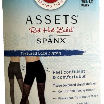 Red Hot Label by Spanx Shaping Tights Black ZigZag Lace Pattern Women's Size 4/D