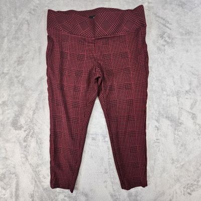 Torrid Leggings Women's 1 Studio Ponte Slim Fix Pixie Pant Red Plaid Houndstooth