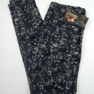 Xj.Boost Women/Juniors Jeggings Leggings Black Bleach Wash Back Pockets Sz S/M