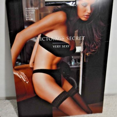 Victoria's Secret Very Sexy Black Glamour Lace Thigh Highs Size C Stockings