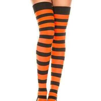 Black and Orange Striped Thigh Highs