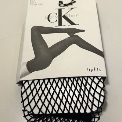 CALVIN KLEIN Tights Black Sz 2 Korea New NWT Open Weave