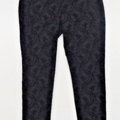 HUE Womens Burnout Damask Black Velvet Leggings Pants Large