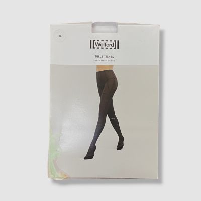 Wolford Women's Black Geometric Stretch Tulle Tights Size XS