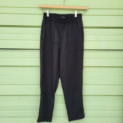 NWD ZARA BLACK WOMAN Elastic Tie Waist Draped Ankle Trousers Pants Size S #1148
