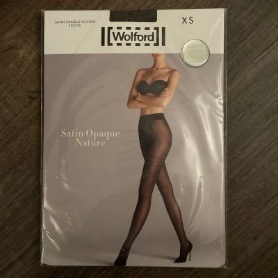 New Wolford Satin Opaque Nature Tights (Brand New) Xs Moccasin