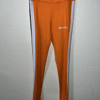 Palm Angels Logo Printed Side Stripe Leggings Orange Size Small