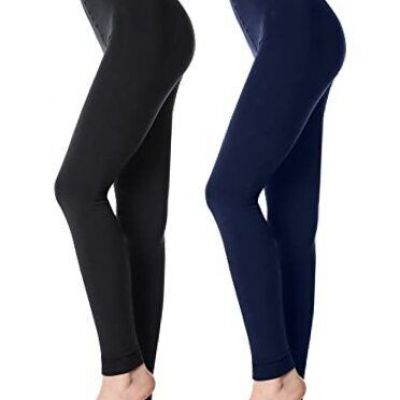 2 Pairs Fleece Lined Tights for X-Large Black & Navy Blue?footless Tights?