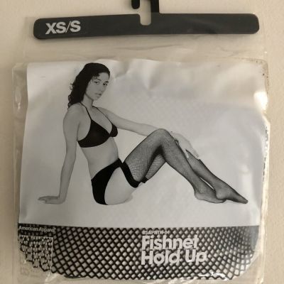 American Apparel Women Fishnet Hold Up Stockings Thigh High Black  XS/S