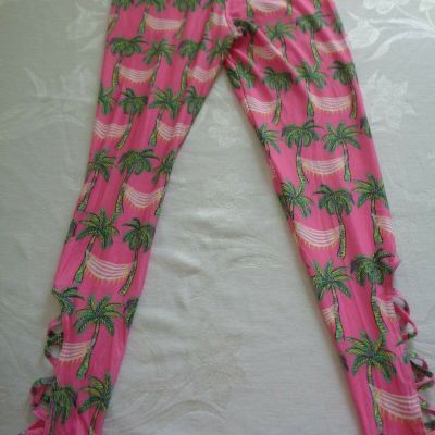 NEW Women Simply Southern Leggings Pink Hammock Tropical Palm Print Size XS-S-M