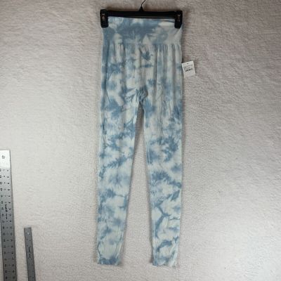 Love Tree Leggings Tie Dye Ribbed Pull On Stretch Blue White Size S NWT 5790