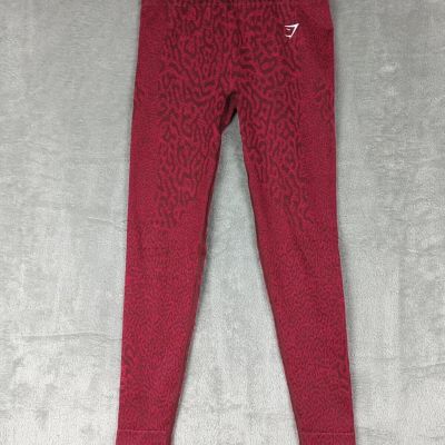 Gymshark Seamless XXS ? Red/Pink Snake Skin/Leopard Print Leggings Gym Workout