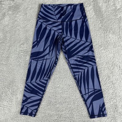 Aerie Athletic Seamless Chill Play Move Leggings L Blue Floral Gym Workout Yoga