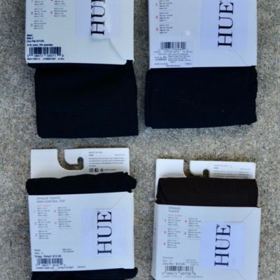 Hue Size 2 Lot of 4 Tights( 3 Opaque 1 Cotton Blend) 3 Black 1 Brown