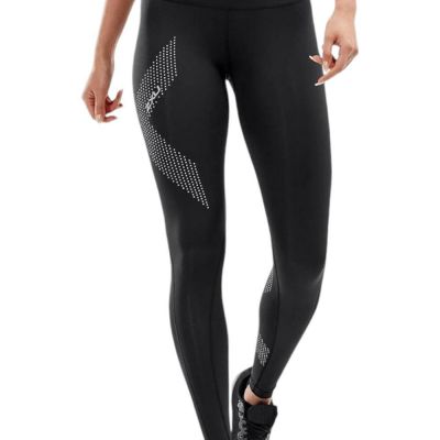 2XU Women's Mid-rise Compression Tights Black/Dotted Reflective Logo