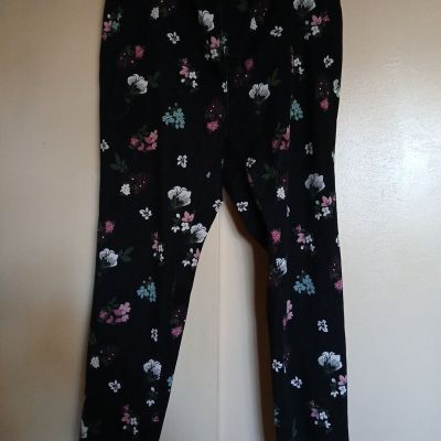 Terra & Sky Women's Cotton Polyester Spandex Floral Jeggings Leggings Size 1X