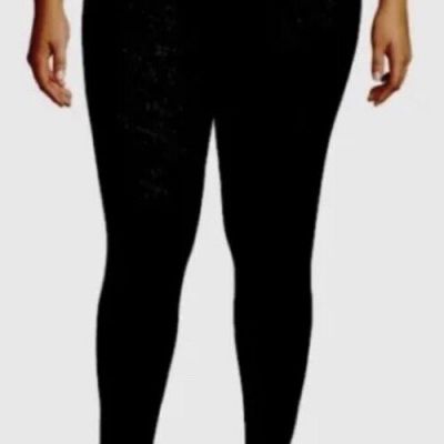 FEELING FESTIVE BLACK BRUSHED LINED LEGGINGS 2X (20W-22W) NWT