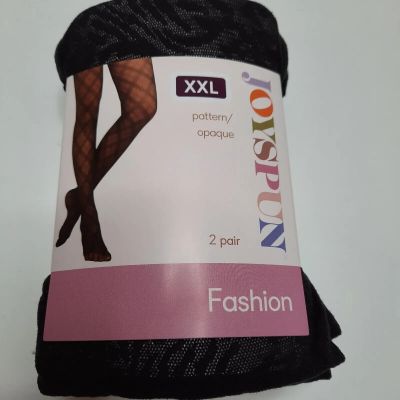 Joyspun XXL Womens Black Mixed Animal Opaque Tights 2 Pk Fashion Halloween