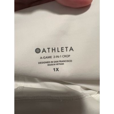 Athleta Women's A-Game 2 in 1 Cropped Legging Skort Stretch White Size 1X