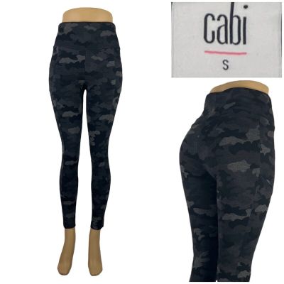 Cabi Womens Small ATC Camo Leggings #3931 Black & Grey Rayon Nylon Stretch EUC